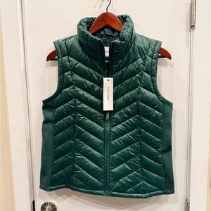Calvin Klein Quilted Insulated Women's Vest Size M Stretch Rib Green - NWT